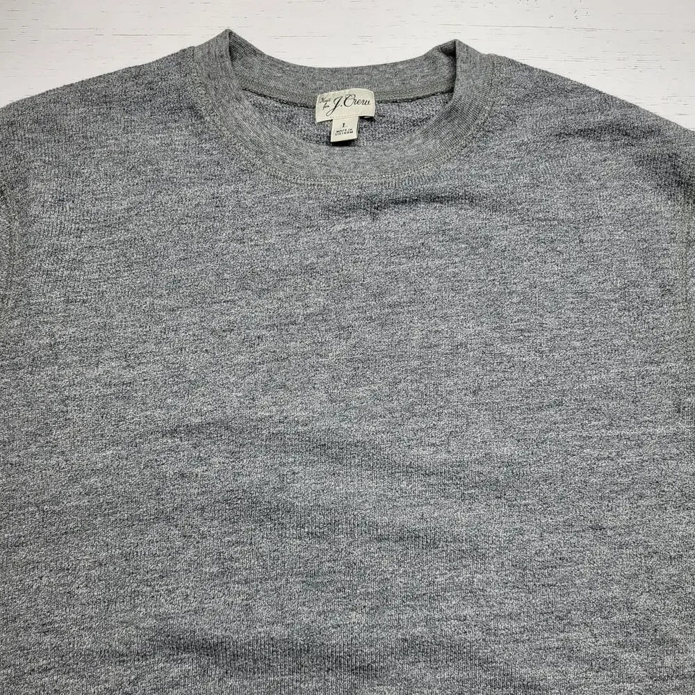 J Crew Mens Long Sleeve Textured Sweater Crewneck Gray Heather Nebula Soft Large